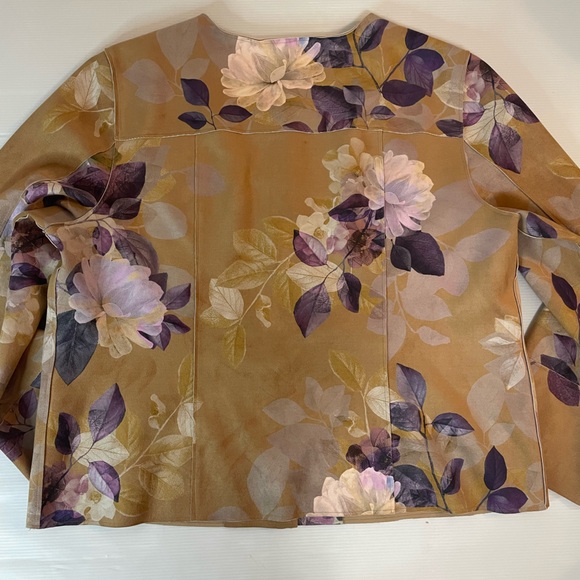 Chico’s Scuba Floral Print Faux Suede Jacket Size 3 US 16-18 - Picture 7 of 7
